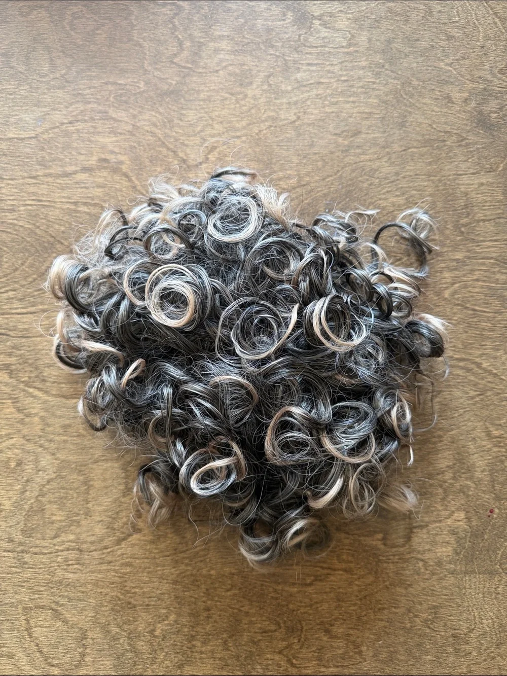 Curly Hairpiece Clip-In Extension - Silver Blonde Highlights